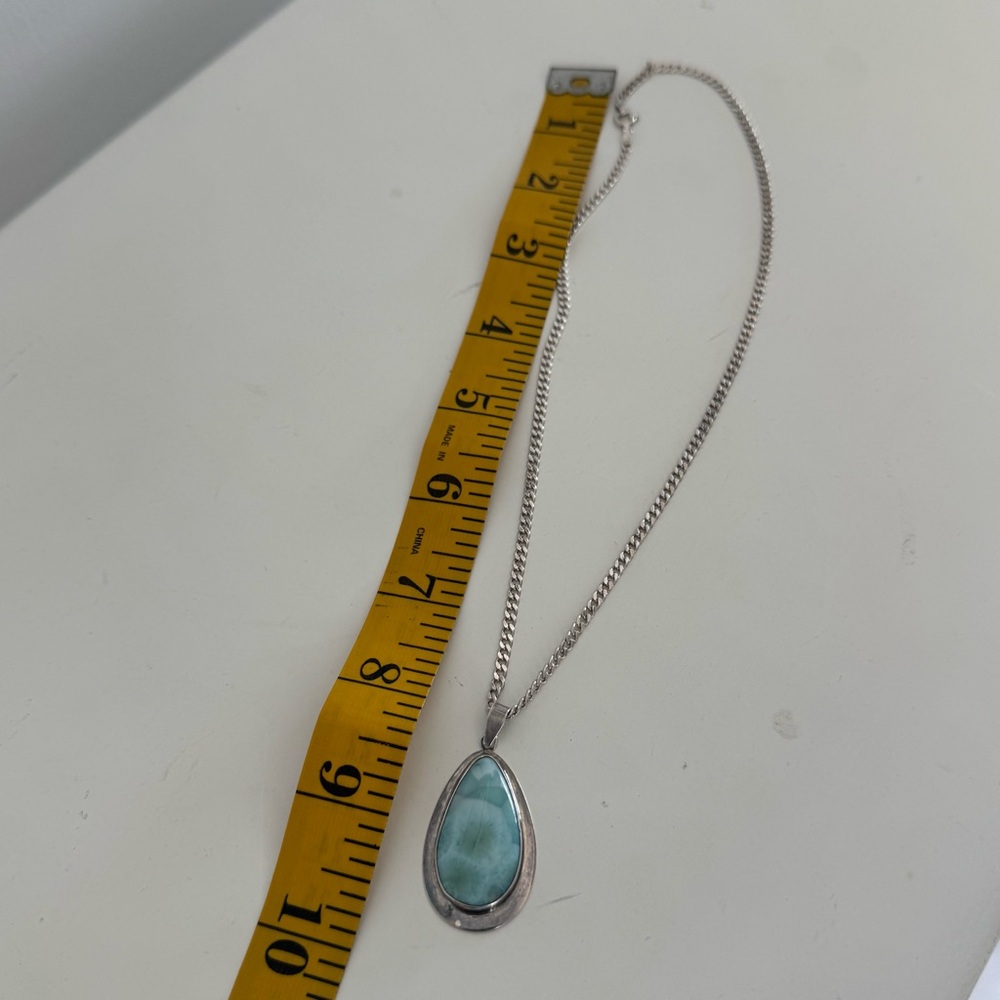 Larimar Pendant Teardrop Elegant SilverPendant and Necklace - Picture 6 of 9